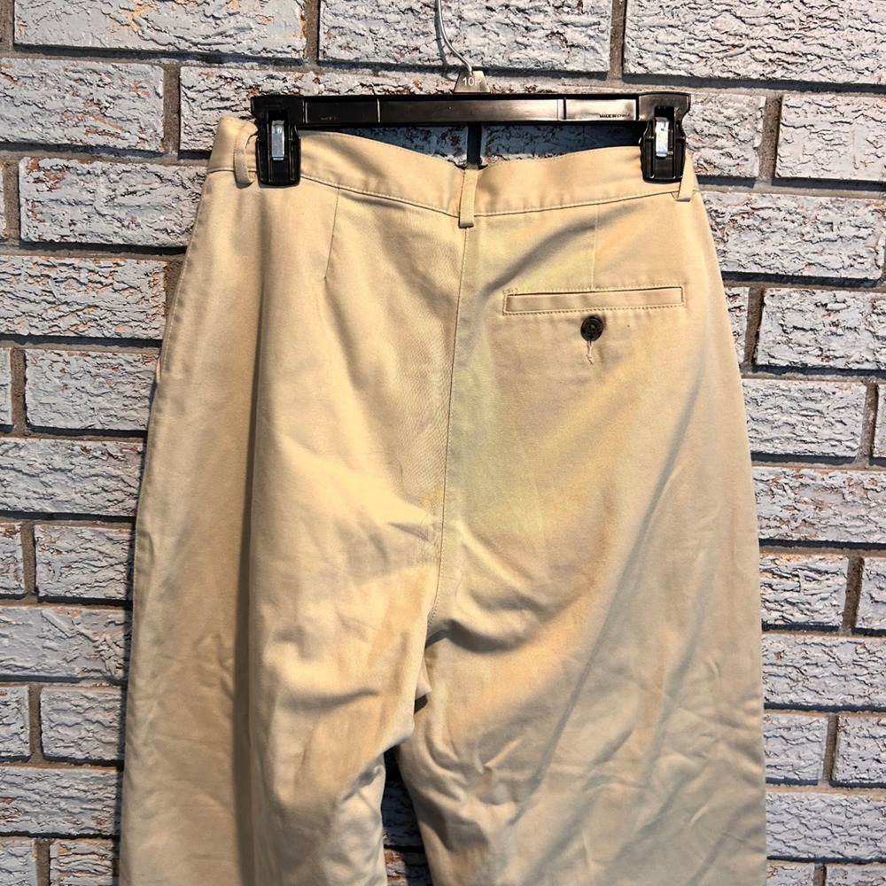 LL Bean Flannel Lined Chino Pants Khaki Tan Floral Print High Rise Tapered 8 Reg - Picture 3 of 7